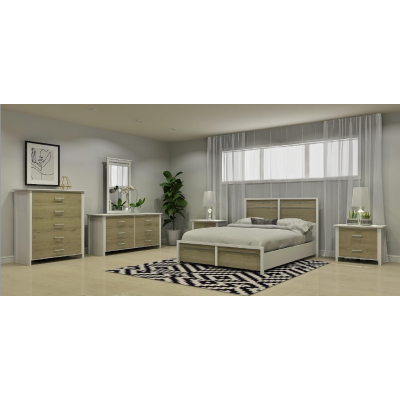 5791 King 6pcs. Bedroom Set (White/Ash)